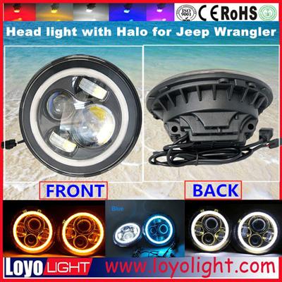 Hotsale Canbus 12v 24v 4x4 track round black housing 7inch LED headlight for Jeep Wrangler JK