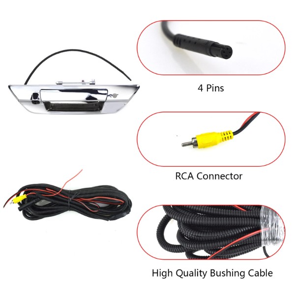 EnruigeOK For Toyota Hilux Revo 2015-2021 Chrome Tailgate Handle Rear View Backup Camera