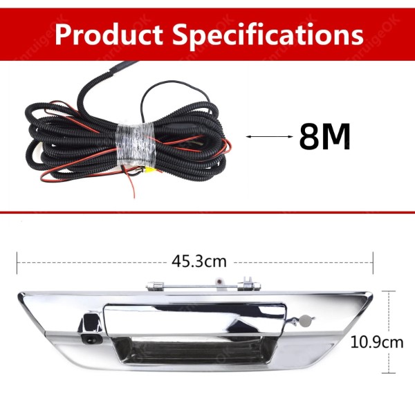 EnruigeOK For Toyota Hilux Revo 2015-2021 Chrome Tailgate Handle Rear View Backup Camera