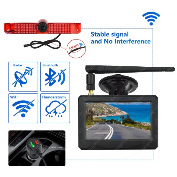 EnruigeOK Wireless Brake Light Reverse Backup Camera For Chevrolet Express GMC Savana Van