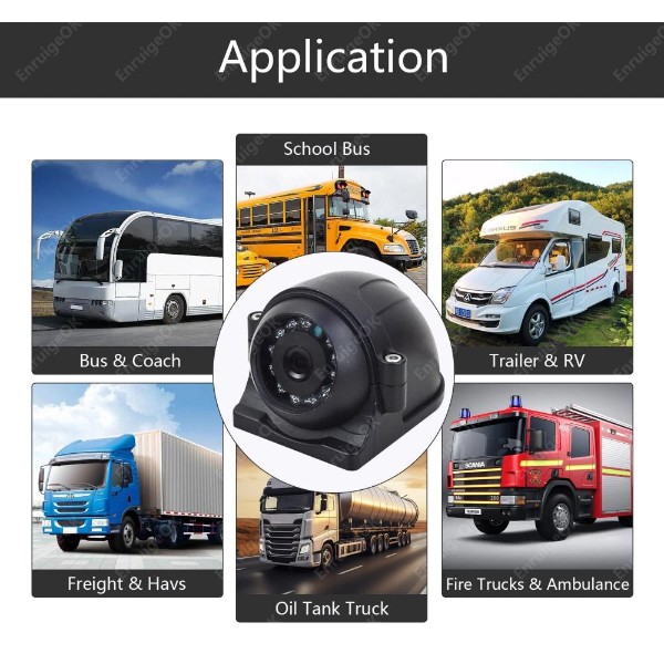 EnruigeOK 4Pin 12LED Side Rear View Reverse Backup Camera For Truck Bus RV Monitor 9-35V