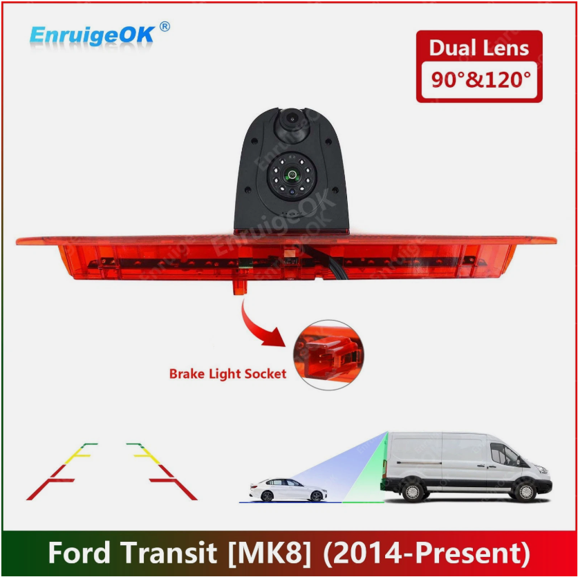 EnruigeOK 3rd Brake Light Rear View Reverse Backup Camera for Ford Transit Van 2014-2024