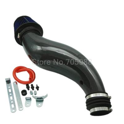 NEW Air Filter For Honda Civic 92-00 EK EG WITH Universal Racing 100% BLACK Carbon Fiber Air Intake Pipe