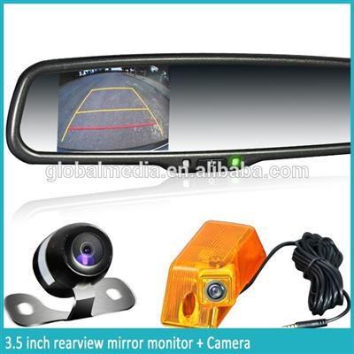 3.5 inch Auto dimming rear view mirror monitor with compass & temperature, car backup camera