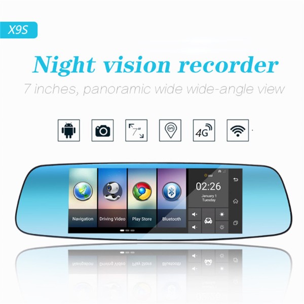 7-inch rearview mirror,car dvr,with radar detector, car black box,with 4G GPS navigation