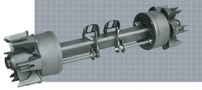 Axle for trailer, bogie, cantilever suspension