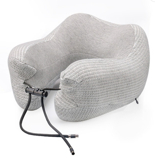 Gray And White Stripe Back Support Travel Pillow