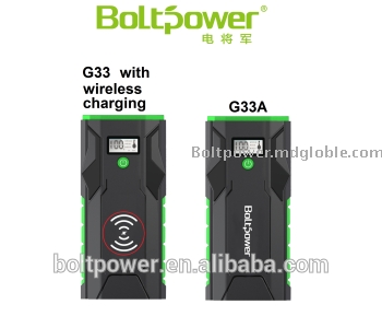 Wiress charging optional Rich Aliminum ithium ion battery 12V jump starter & Power Bank Peak current 1500A 12000mAh G33 