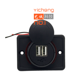 DC 12V 24V Dual Fast Charging 5V USB Socket Panel Mount Car Charger 4.8A