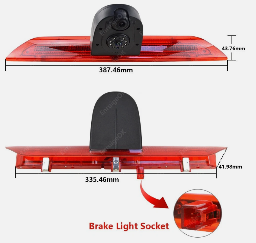 EnruigeOK 3rd Brake Light Rear View Reverse Backup Camera for Ford Transit Van 2014-2024