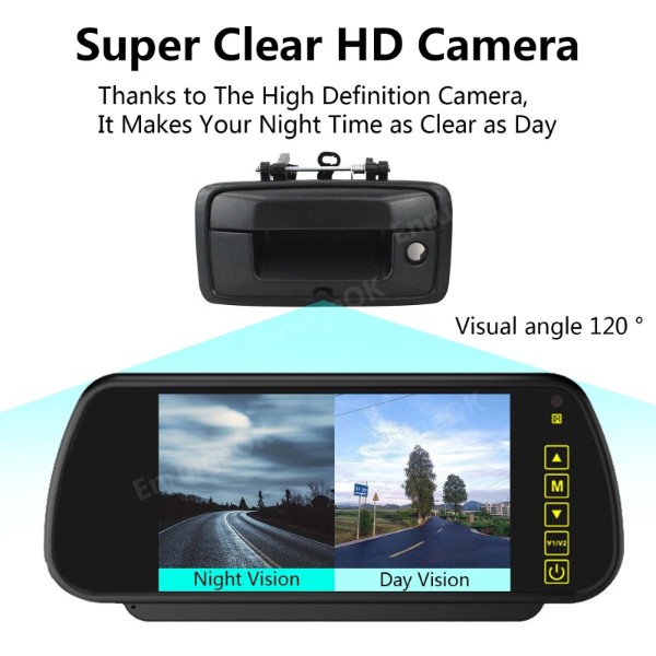 EnruigeOK Rear View Backup Tailgate Handle Camera For 2014-2015 Chevy Silverado/GMC Sierra