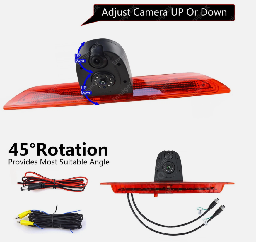 EnruigeOK 3rd Brake Light Rear View Reverse Backup Camera for Ford Transit Van 2014-2024
