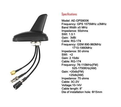 GPS/GSM/FM/AM Antenna
