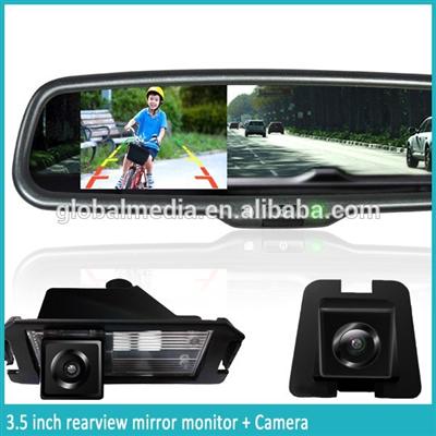 3.5 inch Auto dimming rear view mirror monitor with compass & temperature, car backup camera