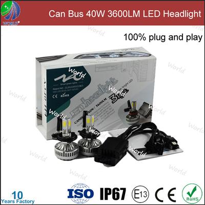 Newest!!!Can bus,very popular,high/low,ultra bright,40W,H4 high/low/H7/H11/9005/9006/9004/9007,3600lumen,LED headlight