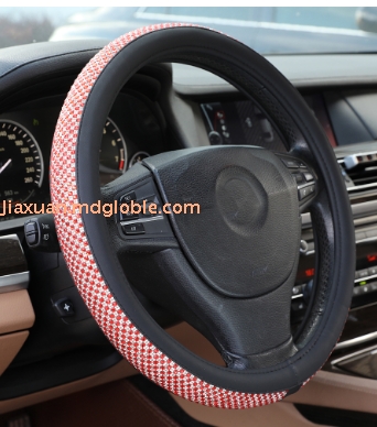 PU Leather Luxury Car Crystal Steering Wheel Cover 