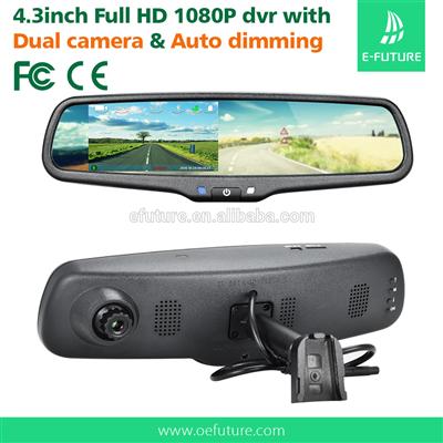 Car Rearview Mirror 1080P 30fps Touch screen 4.3" LCD with G-sensor Night Vision