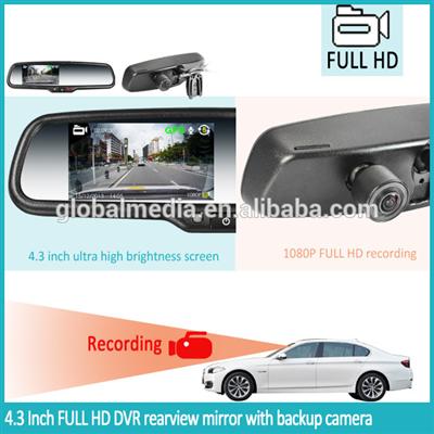 Universal car dvr 1080p recorder box gps tracker rear view mirror with wide view angle monitor