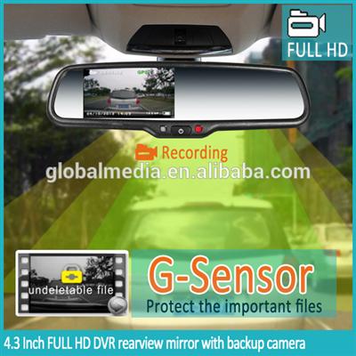 Universal car dvr 1080p recorder box gps tracker rear view mirror with wide view angle monitor