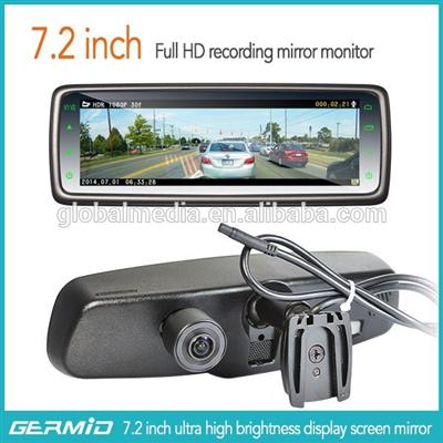 OEM style car rear view mirror monitor with dvr recorder and google map link