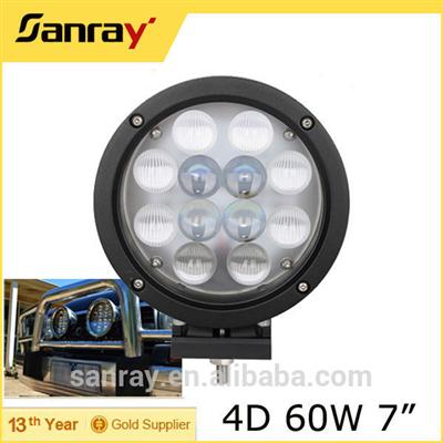 New Auto Spare Parts 60W Led Work Light, 7" Round 4D 60W Offroad Led Work Light