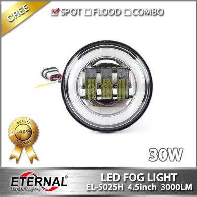4x4 30W Speakers Harley motor driving spot headlight LED fog lamp with DRL halo ring black chrome base