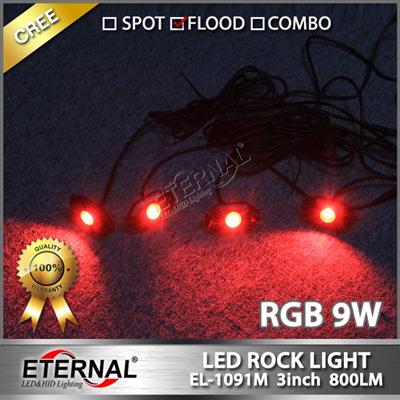 RGB wireless remote bluetooth controle LED rock light Jeep Wrangler offroad powersports flood light