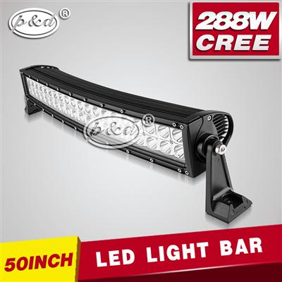 Auto parts china manufacturer 50inch 288w 4x4 curved led light bar