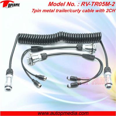 TOPFAME Trucks trailers cable 0.4m*4m*0.4m 7pin metal connector cable for truck/lorry/caravan camera system