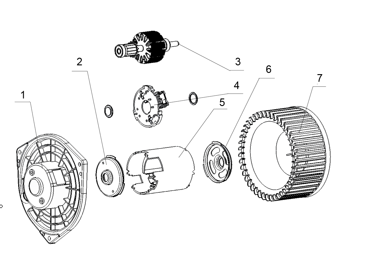Blower motor with single wheel